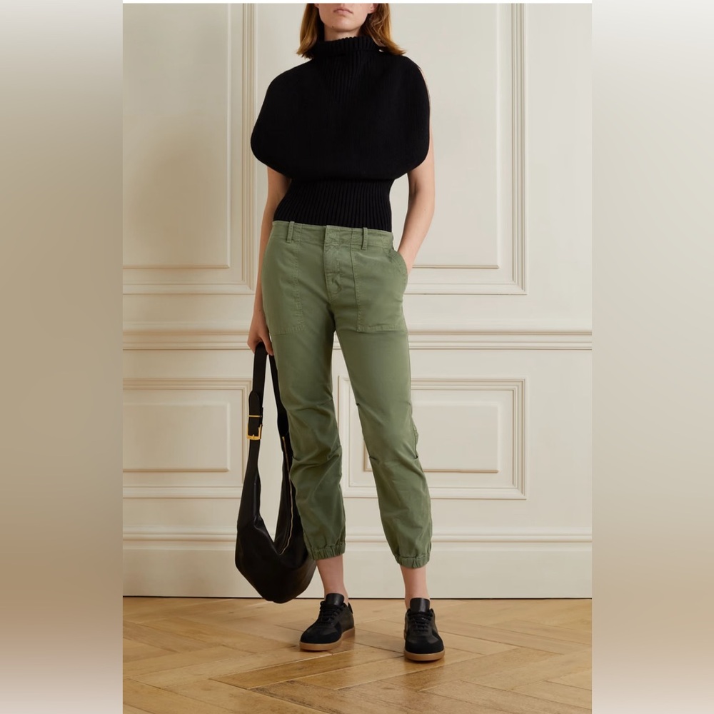 Nili Lotan Cropped Military Green Pant Ankle Zip Size 2